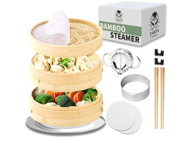 Cestello per Cottura a Vapore in Bambù a 2 Strati per Dumpling