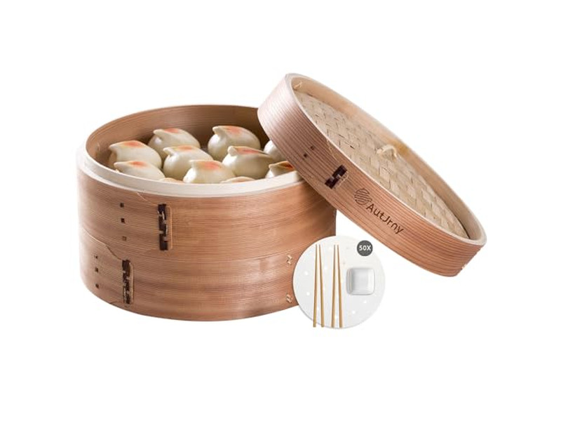 Acquista Cestello per Cottura a Vapore in Bambù per Momo e Tortilla a 8 Livelli