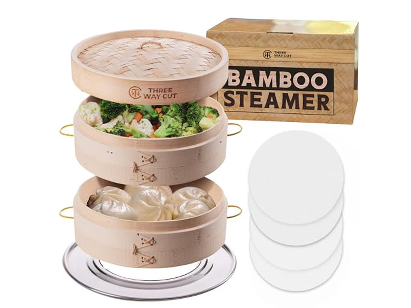 Cestello per Cottura a Vapore in Bambù Pieghevole da 10 Pollici