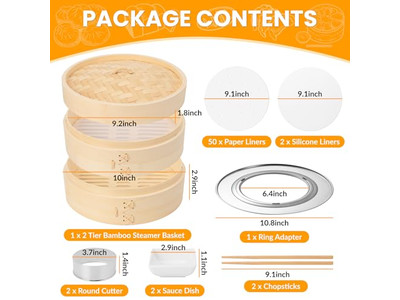 Cestello a Vapore in Bambù per Alimenti con Silicone