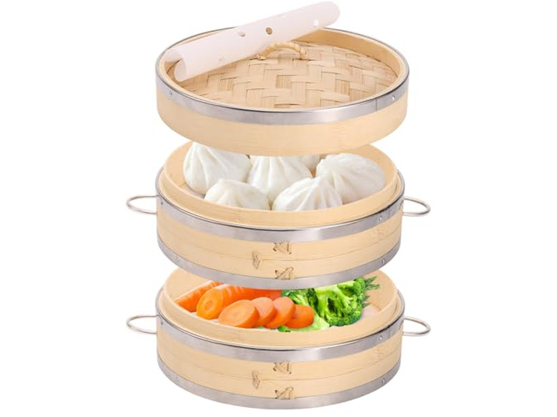 Pentola d'Oro per Riso a Gas in Erba Marina Cestello per Cottura a Vapore in Bambù