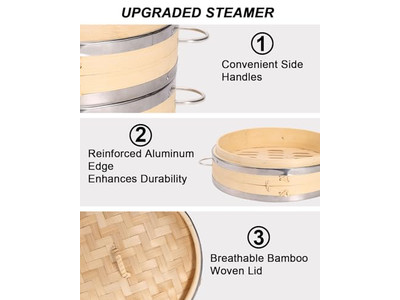 Pentola d'Oro per Riso a Gas in Erba Marina Cestello per Cottura a Vapore in Bambù