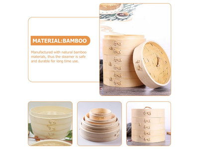 Prodotti a Vapore a 3 Livelli Cestello per Cottura a Vapore in Bambù