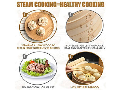 Set di Pentole a Vapore in Bambù