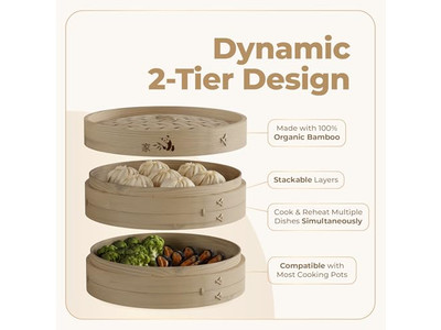 Cestello per Cottura a Vapore in Bambù per Vaporiere in Legno