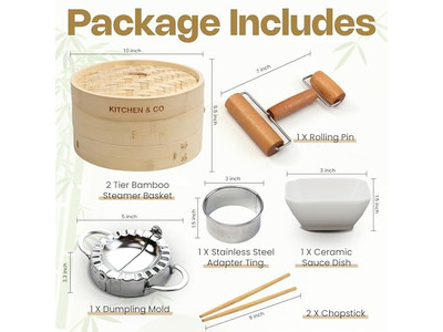 Griglia Larga per Uova e Wok in Legno Cestello per Cottura a Vapore in Bambù